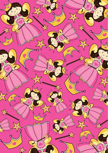 Vector illustration of Cute Fairy Princess Character Pattern