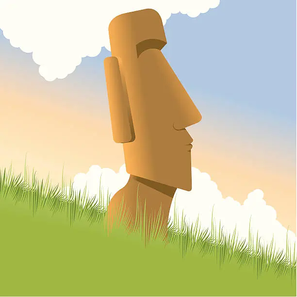 Vector illustration of Moai Easter Island