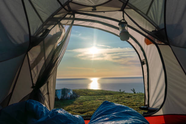 istock Waking up, tent in the morning 1654913517