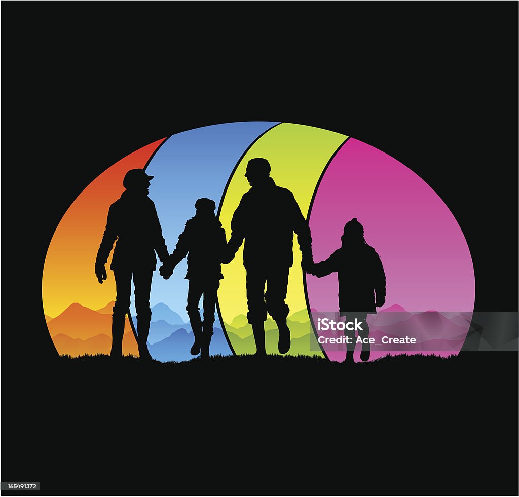 Family holding hands silhouette A family holding hands against a beautiful backgroung. Adult stock vector