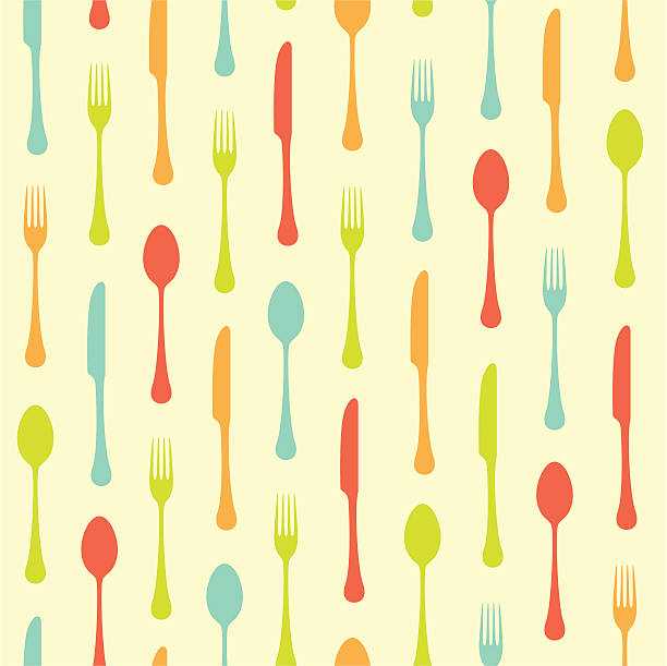 Seamless cutlery background vector art illustration