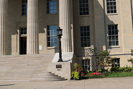 The main entrance to the Swindon Magistrates Court in Swindon, Wiltshire.