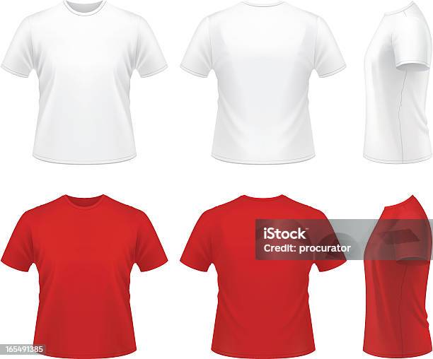 Männertshirt Stock Vektor Art und mehr Bilder von T-Shirt - T-Shirt, Rot, Weiß