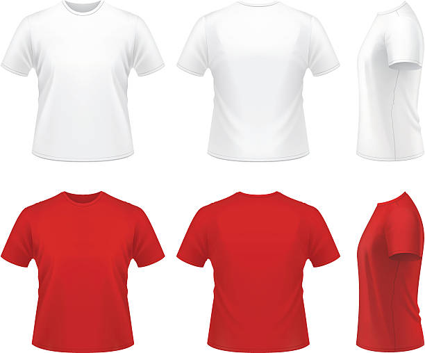 ilustrações de stock, clip art, desenhos animados e ícones de t-shirt para homem - red t shirt