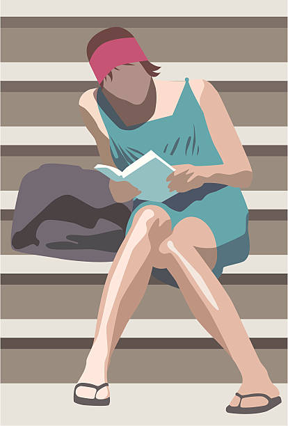 Woman reading a book (vector) vector art illustration