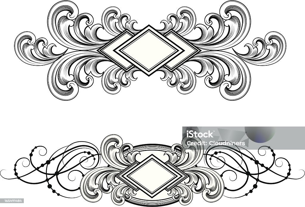 Symmetrical Ornaments Highly detailed Victorian ornaments designed by a hand engraver. Suitable for page rules and accents. Can be scaled without loss of quality with the enclosed EPS, AI, and hi-res JPG files. Antique stock vector