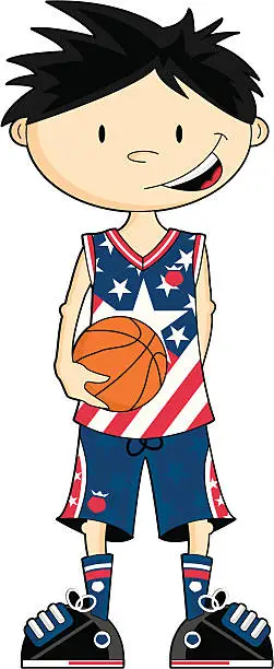 Vector illustration of USA Basketball Boy Character