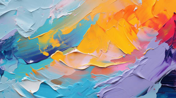 캔버스에 추상적인 거칠고 다채로운 여러 가지 빛깔의 예술 - palette paint acrylic painting abstract 뉴스 사진 이미지