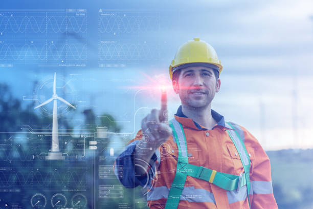 istock electricity engineer male overlay wind turbine power inforgraphic for smart software help service monitoring energy saving concept 1654916664