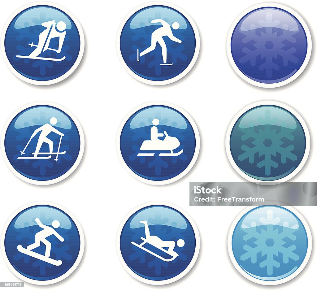 Conjunto de iconos de deportes de invierno - arte vectorial de Esquí - Deporte libre de derechos