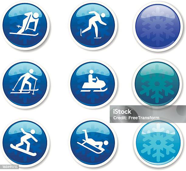 Ilustración de Conjunto De Iconos De Deportes De Invierno y más Vectores Libres de Derechos de Esquí - Deporte - Esquí - Deporte, Ícono, Brillante