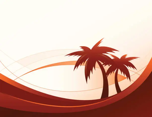 Vector illustration of Palm Trees at Sunset