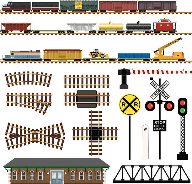 Vettore di treno di ferrovia di componenti - illustrazione arte vettoriale