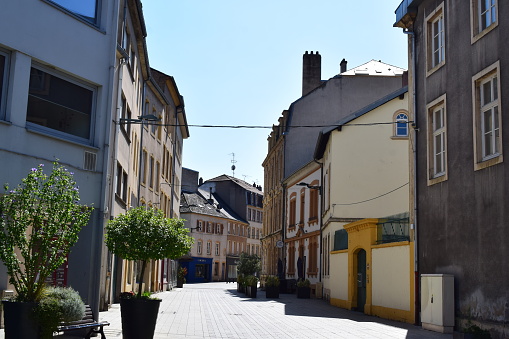 Thionville, France - 08/22/2023: quiet broad old town street