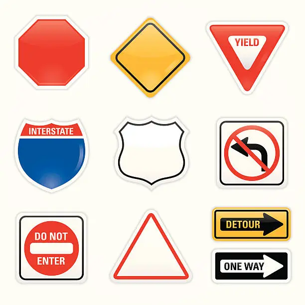 Vector illustration of Road Signs