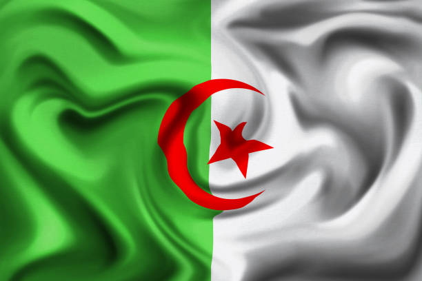 3d illustration, flag of algeria