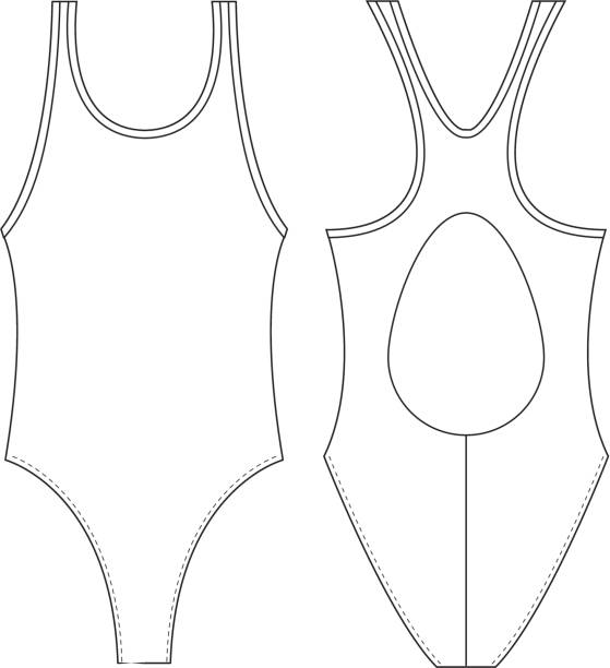 Backless One Piece Swimsuit vector art illustration