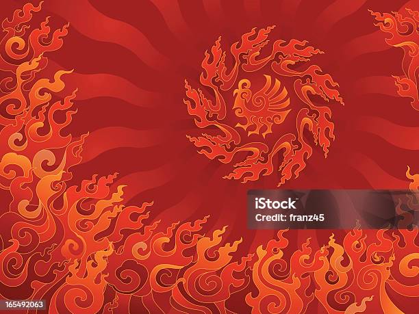 Flaming Phoenix - Stockowe grafiki wektorowe i więcej obrazów Kultura chińska - Kultura chińska, Płomień, Ogień