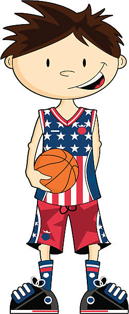 usa koszykówka chłopiec znaków - sports uniform blue team event sports activity stock illustrations