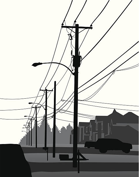 Residential Vector Silhouette A-Digit telephone line illustrations stock illustrations