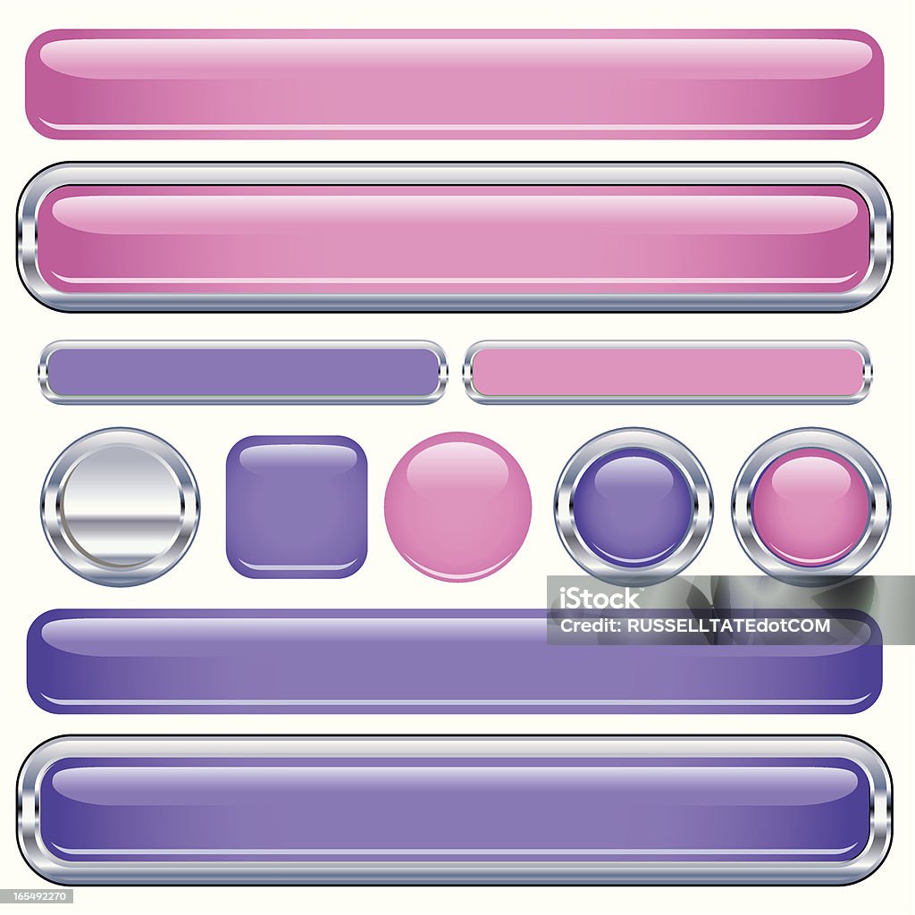 Púrpura y rosa tiras - arte vectorial de Botón pulsador libre de derechos