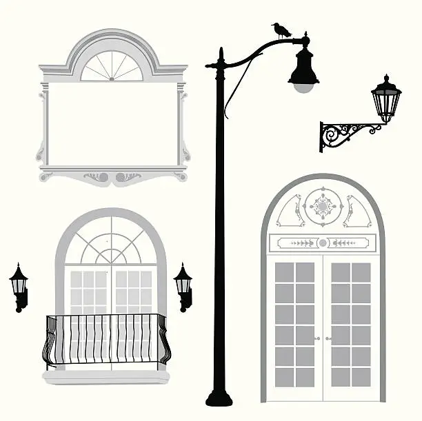 Vector illustration of Classic Architecture Vector Silhouette