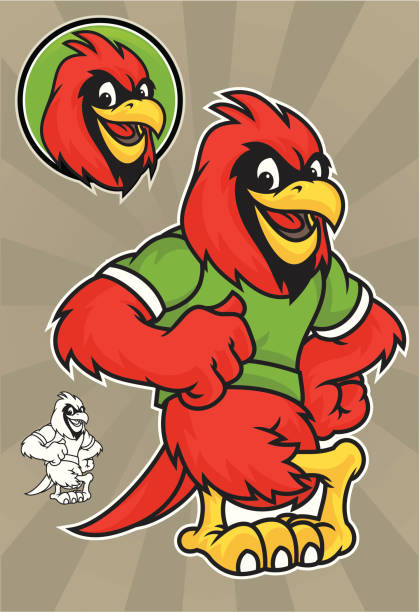 Cardinal Lean Cardinal Leaning, great for placing on your schools initials. The file comes with a black and white image as well as a head shot,  cardinal mascot stock illustrations