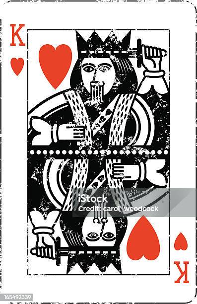 하트 킹 그런지 카드-여가활동 게임에 대한 스톡 벡터 아트 및 기타 이미지 - 카드-여가활동 게임, 알파벳 K, 하트 킹