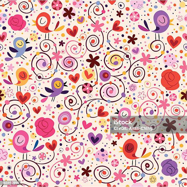 Floral Pattern With Birds Stock Illustration - Download Image Now - Animal Markings, Backgrounds, Bird