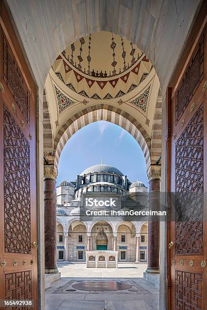 The Suleymaniye Mosque Istanbul Turkey Stock Photo - Download Image Now - Arabic Script, Arabic Style, Arch - Architectural Feature