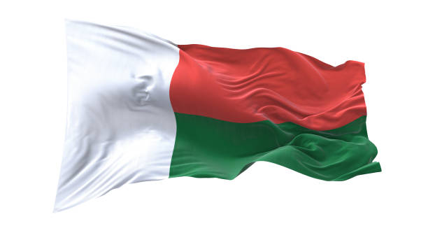 istock Madagascar flag waving isolated on white background. 1654936133