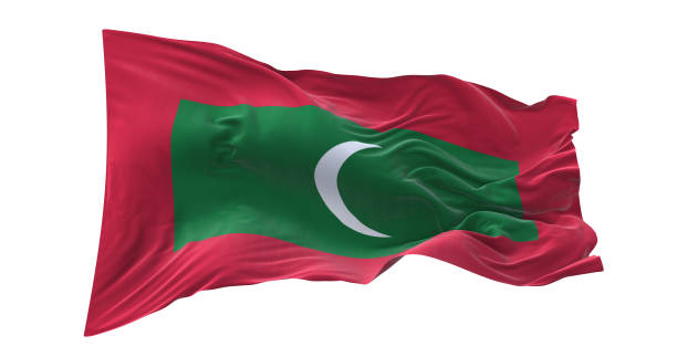 istock Maldives flag waving isolated on white background. 1654937200