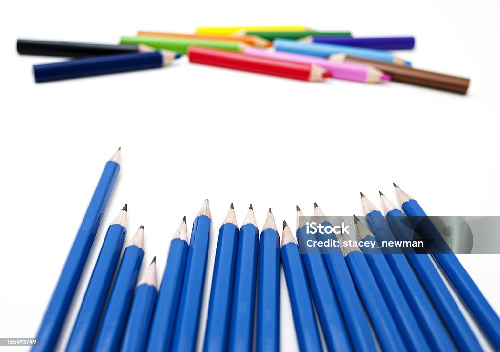 Generic Blue Crayons & Crayons sur blanc - Photo de Art libre de droits