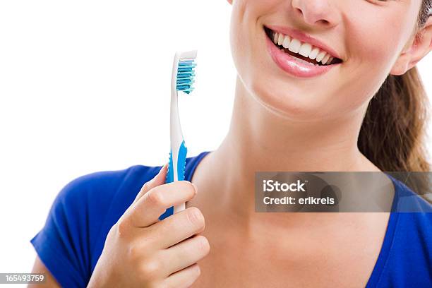 Beautiful Woman With A Toothbrush Stock Photo - Download Image Now - 20-24 Years, Adult, Adults Only