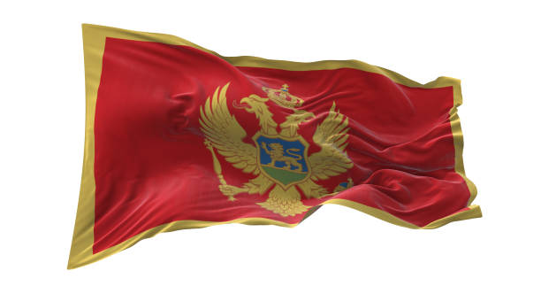 istock Montenegro flag waving isolated on white background. 1654938383