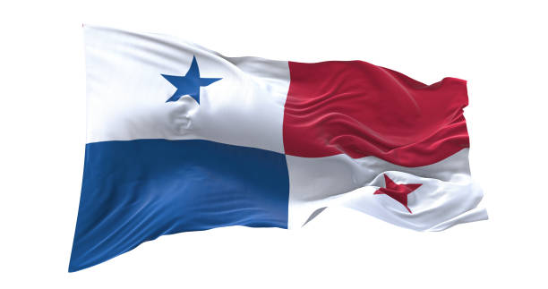 istock Panama flag waving isolated on white background. 1654940640