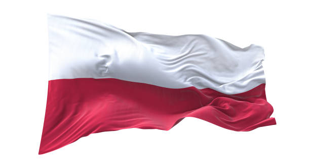 istock Poland flag waving isolated on white background. 1654941742