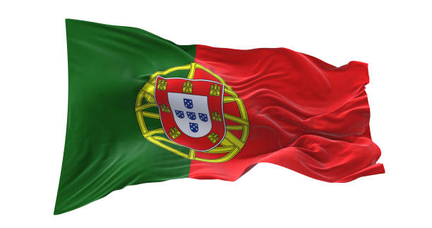 Portugal flag waving isolated on white background.