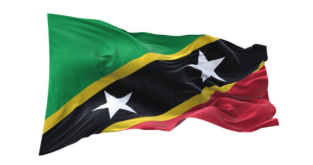 istock Saint Kitts and Nevis flag waving isolated on white background. 1654942863