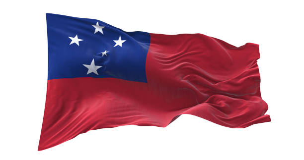 istock Samoa flag waving isolated on white background. 1654942866