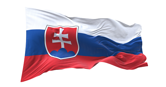 Slovakia flag waving isolated on white background with clipping path. flag frame with empty space for your text.