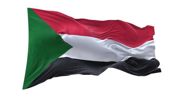 istock Sudan flag waving isolated on white background. 1654945690