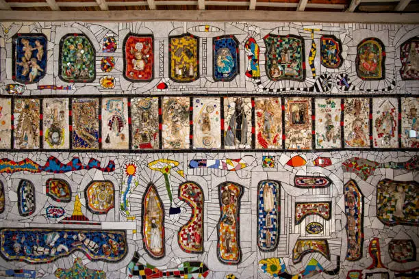 Photo of Mosaic chapel in Sao Bento do Sapucai, in the countryside of Sao Paulo. In the Serra da Mantiqueira.