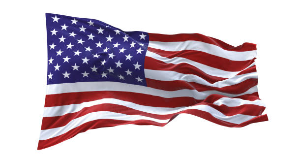 istock America flag waving isolated on white background. 1654951290