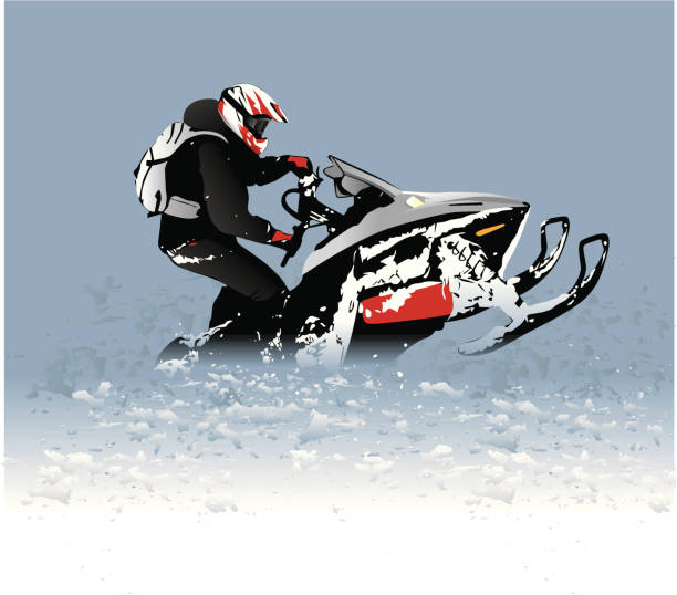 schneemobil-laufsteg - schneemobilfahren stock-grafiken, -clipart, -cartoons und -symbole