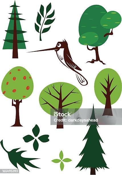 Bäume Blätter Und Kolibri Stock Vektor Art und mehr Bilder von Ast - Pflanzenbestandteil - Ast - Pflanzenbestandteil, Bildhintergrund, Blatt - Pflanzenbestandteile