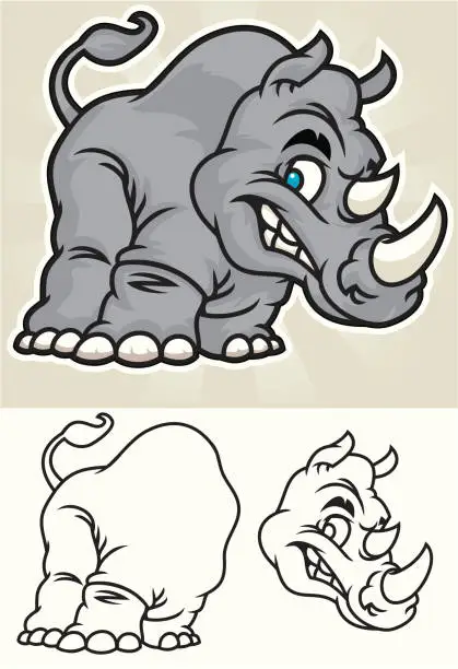 Vector illustration of Little rhino