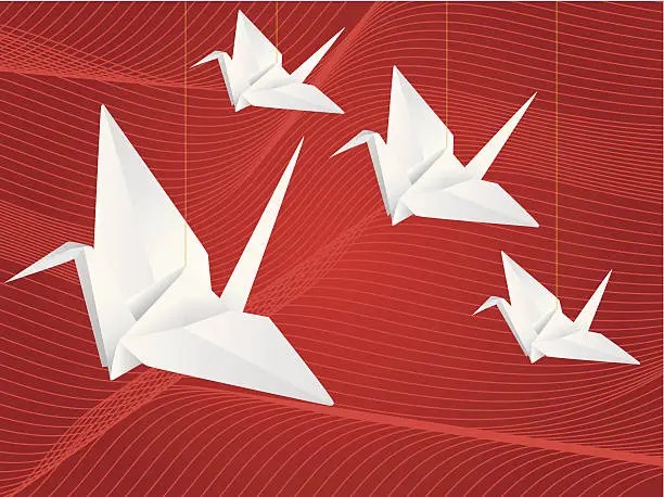 Vector illustration of Origami Cranes