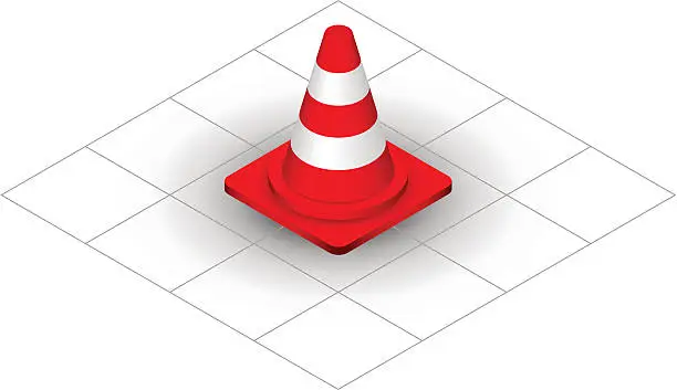 Vector illustration of orange traffic cone
