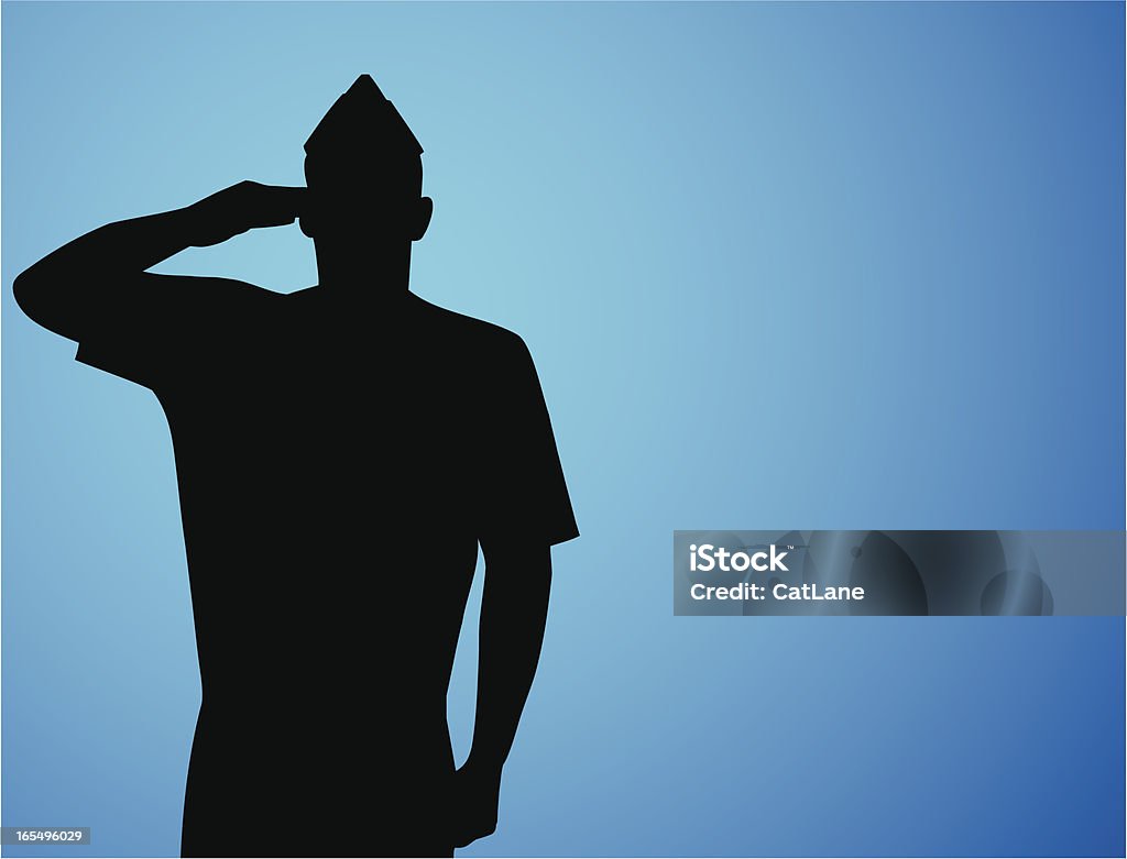 Patriotic Salute Vector silhouette of a US Airman saluting. Copy space for your patriotic Saluting stock vector